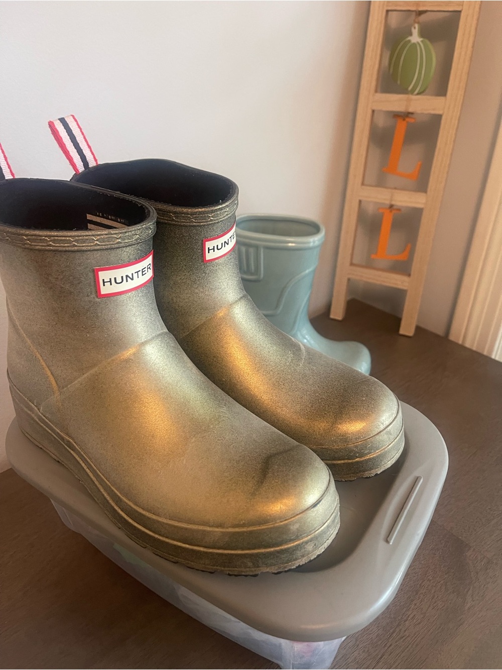 Hunter Metallic Gold Short Rain Boots
